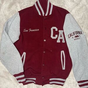 Maroon Varsity Jacket with Embroidery